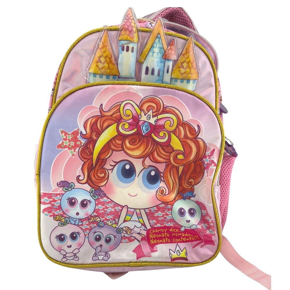 Distroller Chamoy y Amiguis Backpack Pink Holographic Glitter Kawaii School Bag
